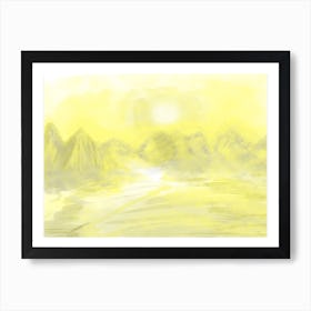 Mountain Desert Landscape Light Yellow Art Print