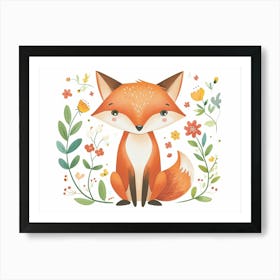 Little Floral Fox 2 Art Print
