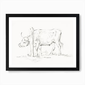 Standing Cow, With Its Head Between Poles, Jean Bernard Art Print