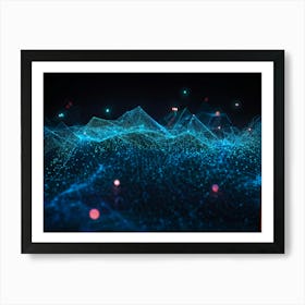 Abstract Digital Painting Portraying A Geometric Pattern Of Glowing Net Like Waves Traversing A Dot 2 1 Art Print