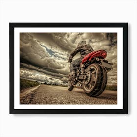 Rider On Red Bike (16) Art Print