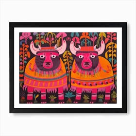 Yak 1 Folk Style Animal Illustration Art Print