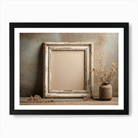 Vintage Textured Cardboard Frame Holding An Artistic Design Edges Worn And Gently Curling Patina O (4) Art Print