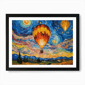 Balloon Flying At Night Art Print