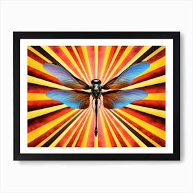 Dragonfly Wandering Gilder Retro Style 2 Art Print