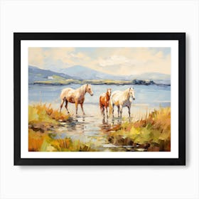 Horses Painting In County Kerry, Ireland, Landscape 3 Art Print