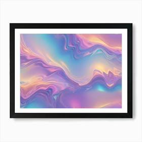 Abstract Background Of Flowing, Liquid Like Waves In Shades Of Purple, Blue, And Yellow, Creating A Vibrant And Dynamic Pattern Art Print