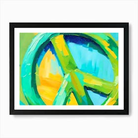 Blue and Green Peace Sign 2 Art Print