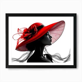 Woman In Red Hat 1 Art Print