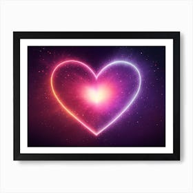 A Colorful Glowing Heart On A Dark Background Horizontal Composition 12 Art Print