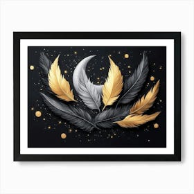 Moon And Feathers 4 Art Print