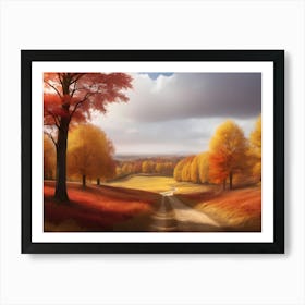Default Golden Autumn View A Picture Of An Autumn Landscape Art Print