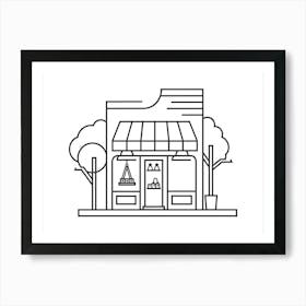 Line Drawing Of A Shop Front Art Print