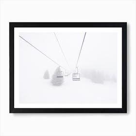 Snow Storm Ski Lift Art Print