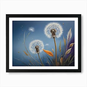 Dandelions In Night Sky Art Print