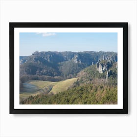 Forest, meadow and rocks in Saxon Switzerland Art Print