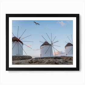 Windmills In Mykonos Art Print