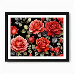 Default A Stunning Watercolor Painting Of Vibrant Red Roses Pa 2 1 Art Print