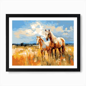 Horses Painting In Wyoming, Usa, Landscape 4 Art Print