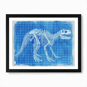 Carnotaurus Skeleton Dinosaur Blueprint Art Print