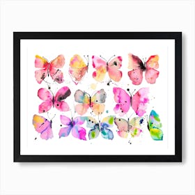 Artistic Spring Butterflies Watercolor Art Print