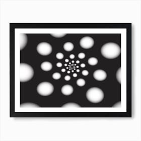 White Spiral Dots Art Print