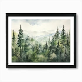 Woods Forest Landscape Watercolour Art Print