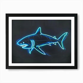 Blue Neon Great White Shark 6 Art Print