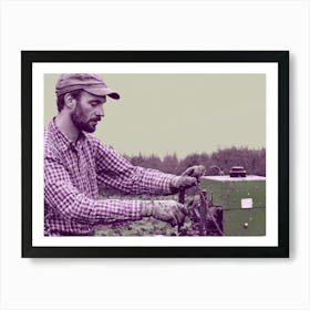 Farmer In The Field Purple Art Print