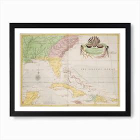 A Map Of Carolina, Florida And The Bahama Islands With The Adjacent Parts From The Natural History Of Carolina, Florida, And The Bahama Islands (1754), Mark Catesby Art Print