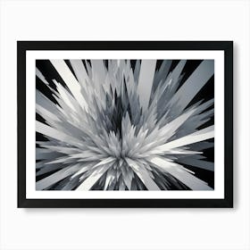 Abstract, 3d Rendering Of A Spiky, Geometric Shape In Shades Of White And Grey, Creating A Futuristic, Edgy, And Abstract Design Art Print