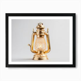 Lantern Vintage Light Lamp Old Fashioned Antique Golden Glass Metal Shiny Art Print
