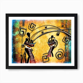 Tribal African Art Illustration In Painting Style 127 Art Print