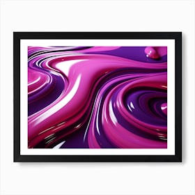 Pink & Purple Gloss Fluid Ripples Abstract 2 Art Print