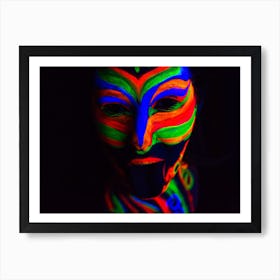 Woman With Make Up Art Of Glowing Uv Fluorescent Powder 4 Art Print