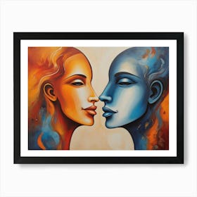 Two Women Kissing Art Print