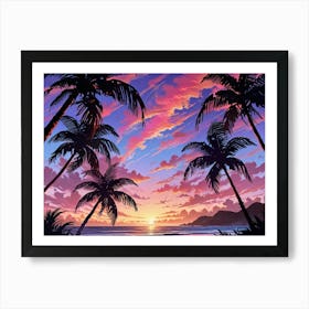 Sunset Palm Trees 12 Art Print