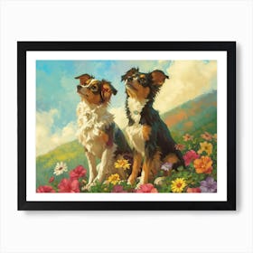 Floral Animal Illustration Dog 4 Art Print