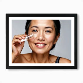 Asian Woman Applying Makeup Art Print