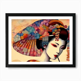 Japan Traditional Geisha Illustration By Ad 118 Art Print