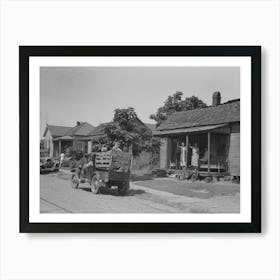 Migrant S Car Stopped Along The Road, With Part Of Migrant Family In Rear Seat Of Truck, Under A Tree To Await The Rain S Art Print