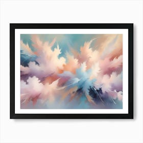 Abstract Image Of A Dreamy, Ethereal Landscape With Soft, Flowing Clouds In Shades Of Blue, Pink, And Orange Art Print