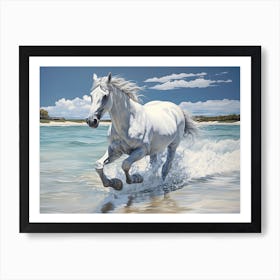 A Horse Oil Painting In Grace Bay Beach Turks And Caicos Islands, Landscape 2 Art Print