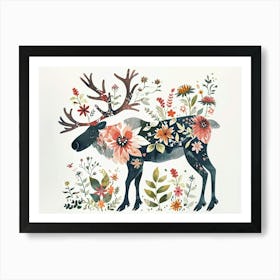 Little Floral Caribou 2 Art Print