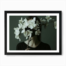 Woman With Flowers On Her Face 1 Art Print