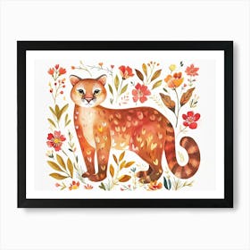 Little Floral Cougar 1 Art Print