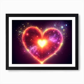 A Colorful Glowing Heart On A Dark Background Horizontal Composition 80 Art Print