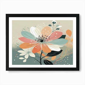 Flowers On A Beige Background Art Print