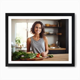 Healthy Woman In Kitchen 3 Art Print