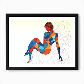 Abstract Woman Sitting On A Chair Art Print